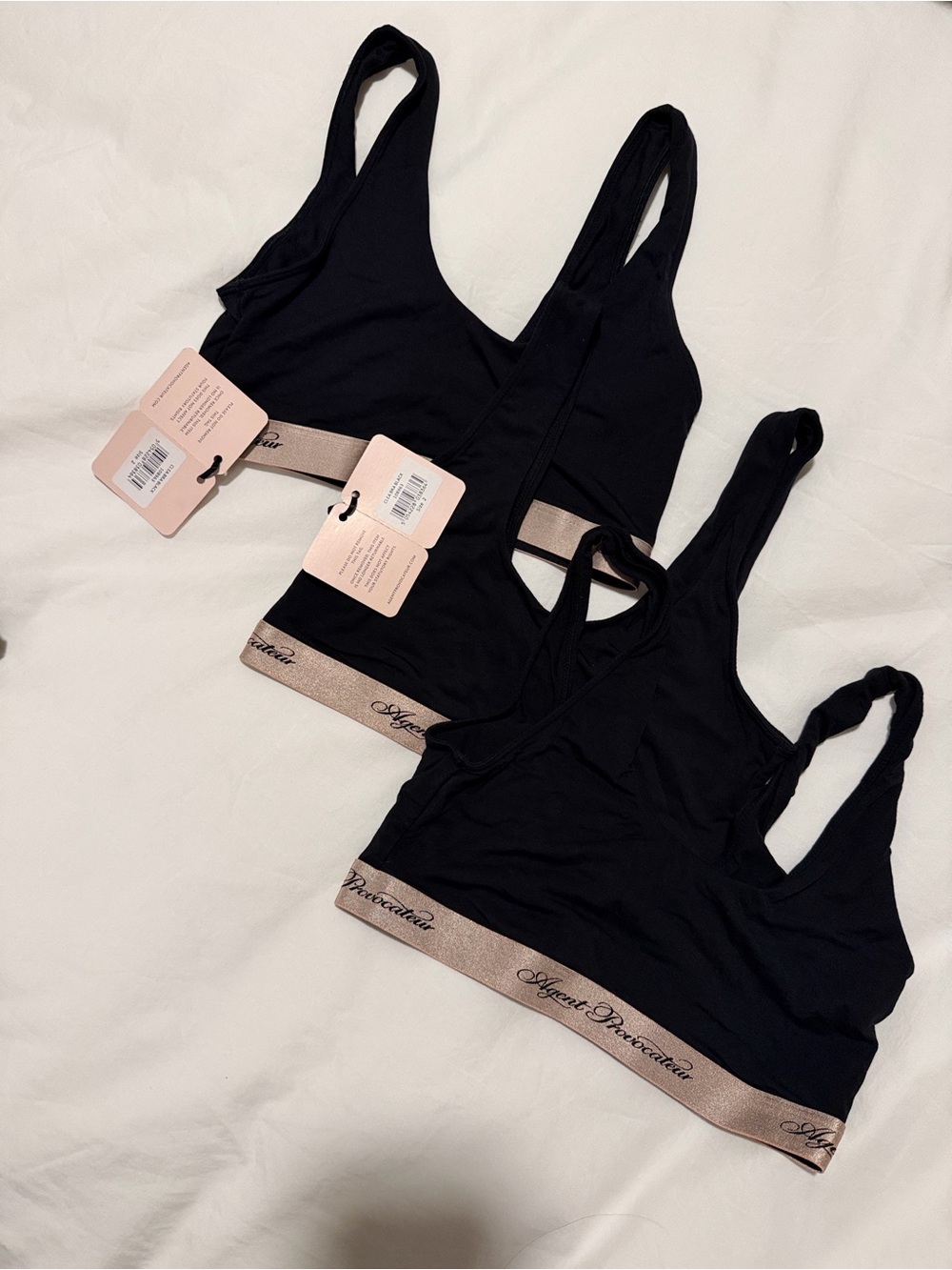 3 Agent Provocateur Black Lace & Elastic Logo Bralette Set 2NWT, 1NWOT